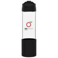 18 Oz. H2go Pure Glass Water Bottle With Black Lid/Silicone Sleeve